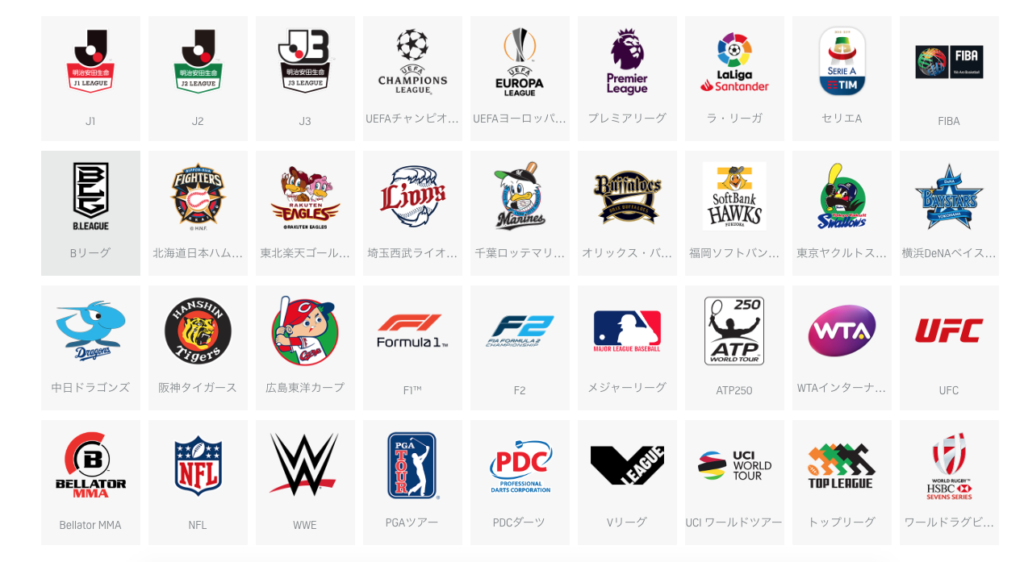 DAZNのコンテンツ